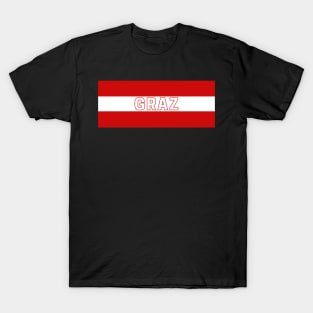 Graz City in Austria Flag Colors Stripes T-Shirt